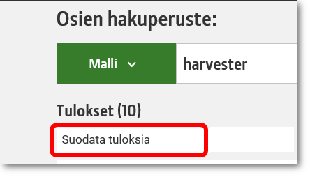 Filter results icon circled at the bottom of the parts lookup component