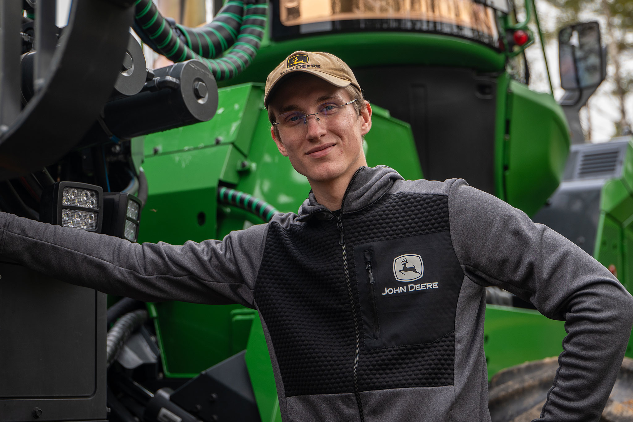 Martin Strømme Midtgård with forest machine