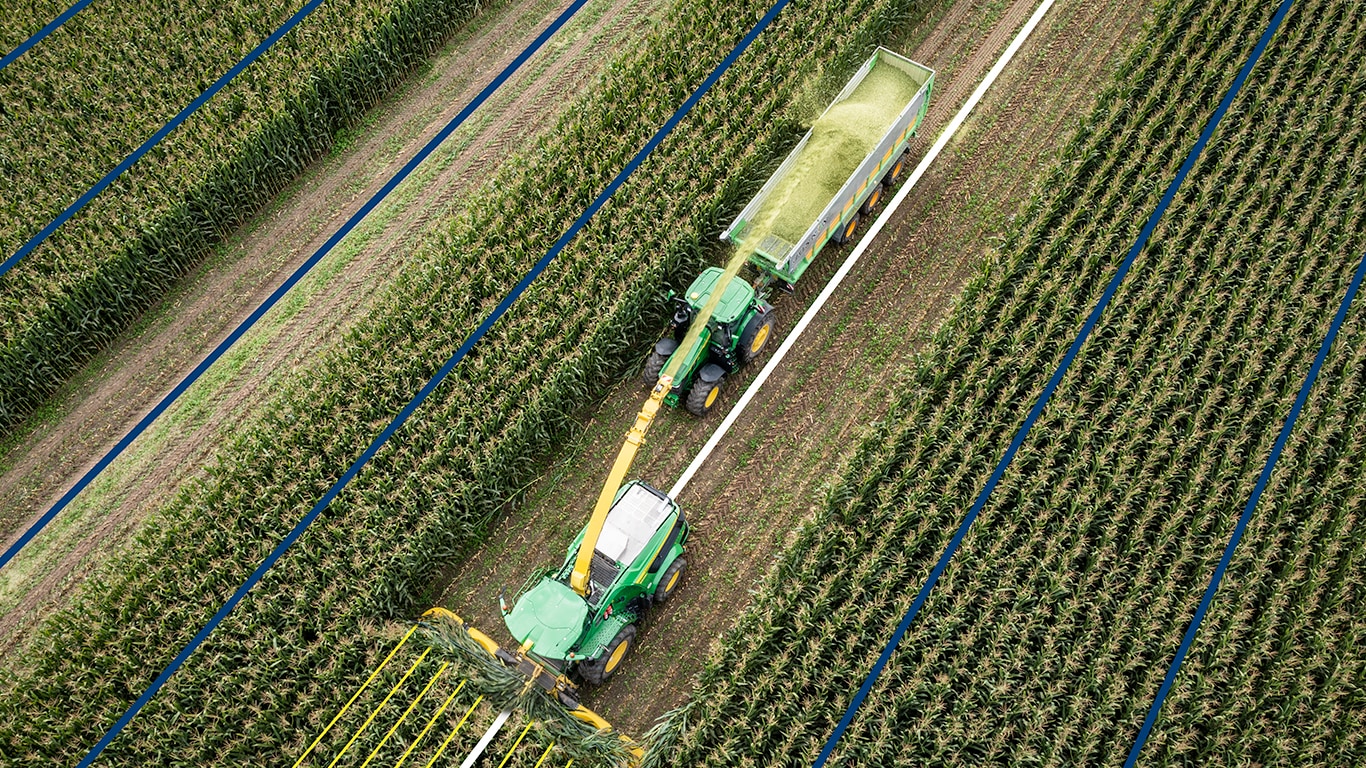 tractor at farm top view